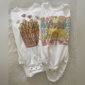 Two! Cute Chicks and Fries Bodysuits Sz 3T